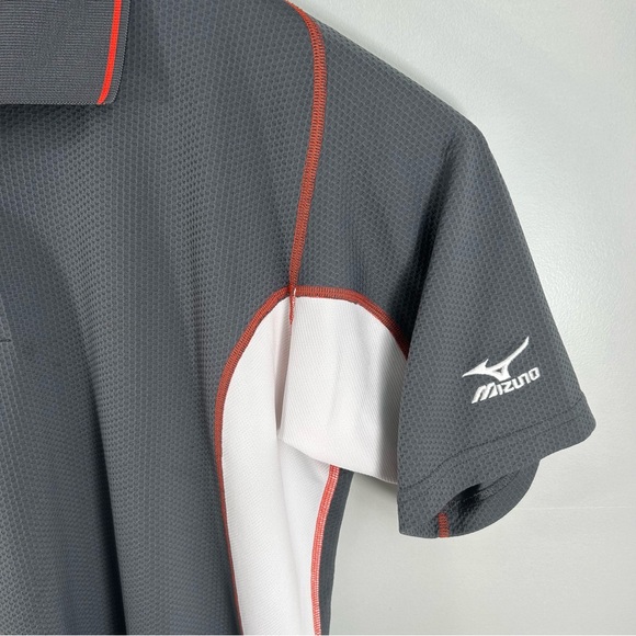 Mizuno Dry Lite Performance Polo Short Sleeve Shirt Collared Grey Orange Men’s L - Picture 8 of 16